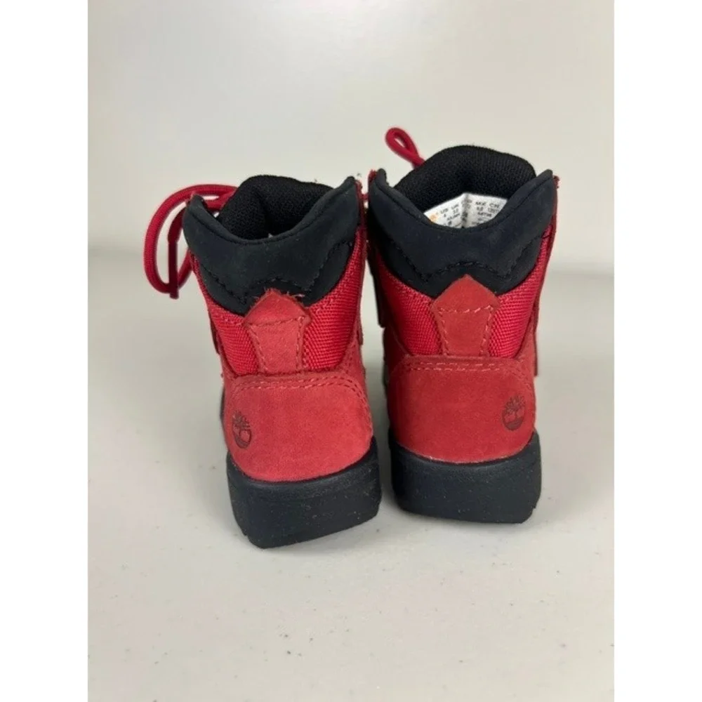 Timberland Euro Hiker Toddler Red Suede Mesh Gold Hardware Boots Size 4